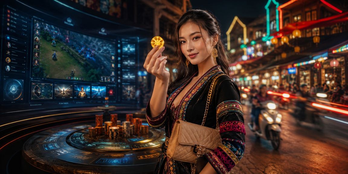 Không gian cá cược esports về đêm với màn hình neon tại Sa Pa, Việt Nam